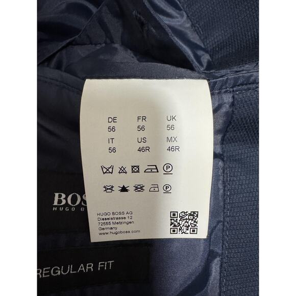 BOSS Hugo Boss Blazer Mens 46R Navy Regular Fit Two Button Notch Lapel Textured - Picture 9 of 15